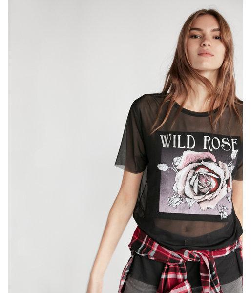 Express Womens Sheer Mesh Graphic Tee