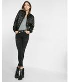 Express Womens Grommet Embellished Bomber Jacket