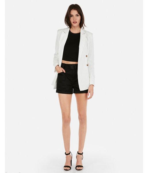 Express Womens Olivia Culpo Striped Boyfriend Blazer