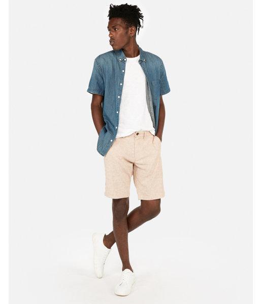 Express Mens Classic 10 Inch Linen-blend Flat Front