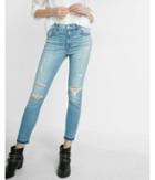 Express Womens Express Womens High Waisted Distressed Performance Stretch Cropped Jean