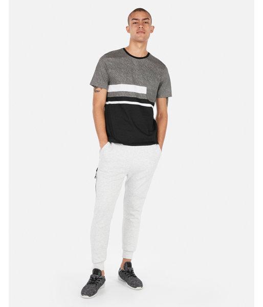 Express Mens Printed Stripe Block Crew Neck Jersey Tee