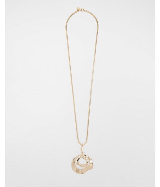 Express Womens Double Circle Organic Pendant Necklace