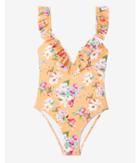Express Printed Ruffle V-wire One-piece