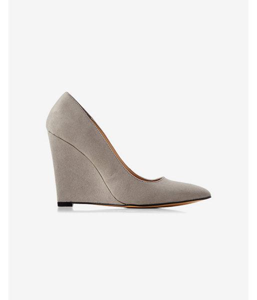 Express Womens Faux Suede Pointed Toe Wedge Pump