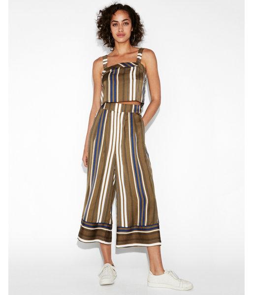 Express Womens Striped Bodice Crop Top