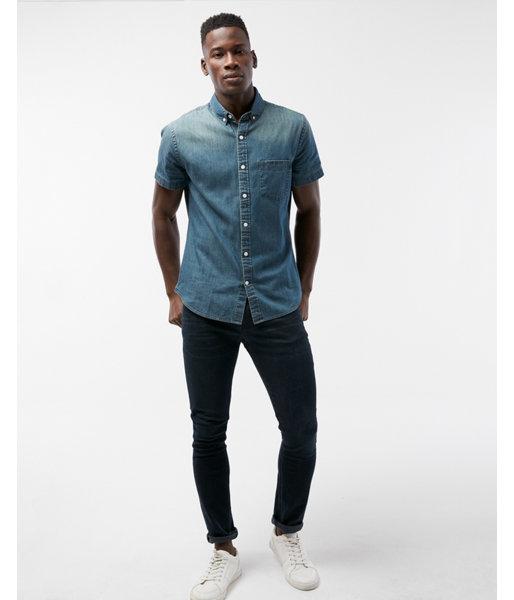 Express Mens Short Sleeve Denim