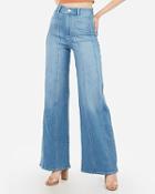 Express Womens Super High Waisted Seamed Wide Leg Palazzo Jeans