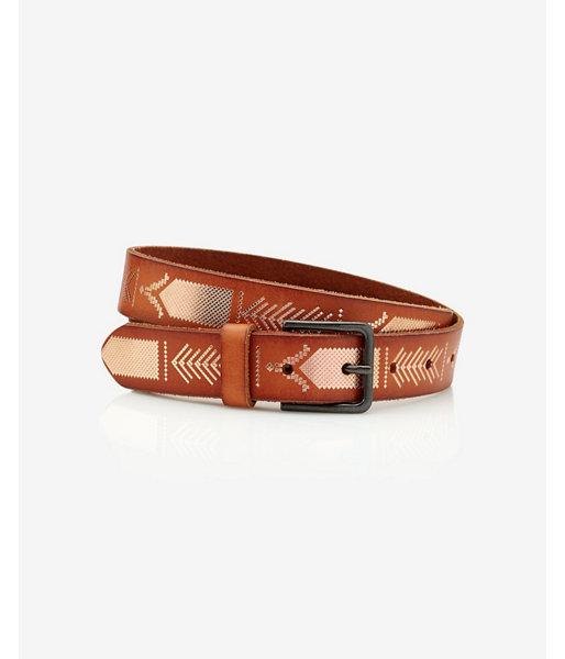 Express Womens Stamped Leather Buckle Belt