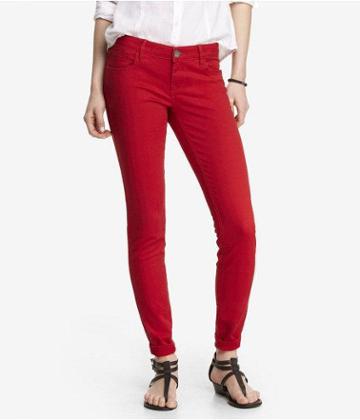 Express Womens Five Pocket Twill Pant - Red