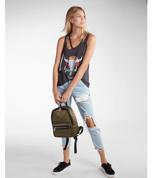 Express Find Your Wild Slash Neck Graphic Tank
