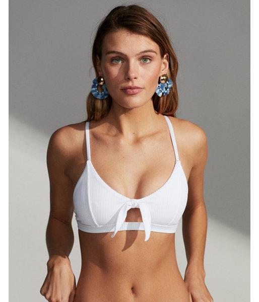 Express Womens Ribbed Tie Front Cut-out Bikini Top