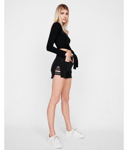 Express Womens High Waisted Side Stud Black