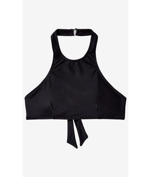 Express Women's Swim Black High Neck Halter Bikini