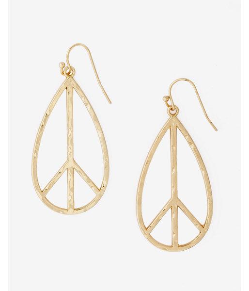 Express Womens Teardrop Peace Sign Drop Earrings