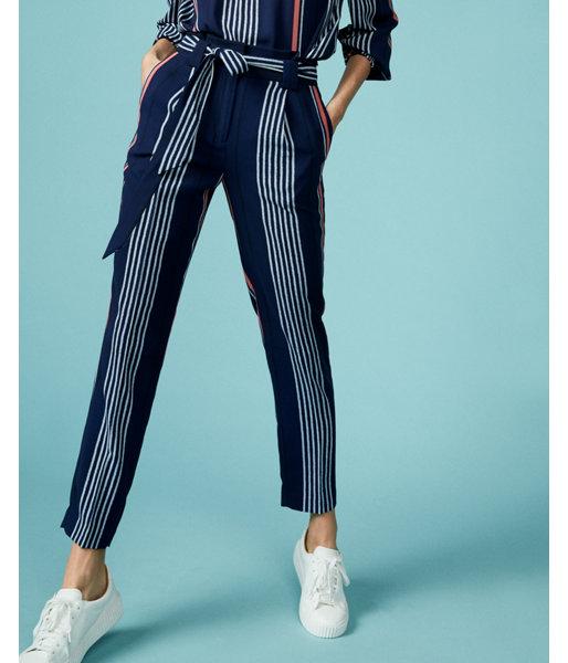 Express Striped Sash Waist Ankle Pant