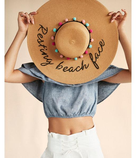 Express Womens Resting Beach Face Floppy Hat