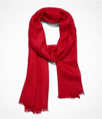 Express Womens Frayed Oblong Scarf - Red Red