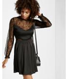 Express Womens Lace V Front Fit And Flare Dress