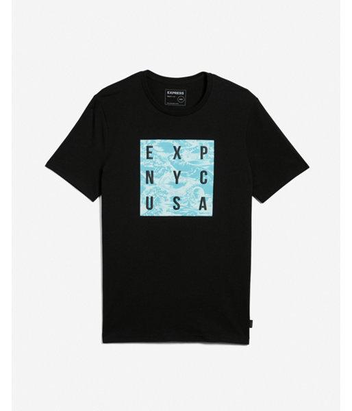 Express Mens Exp Ocean Wave Graphic Tee