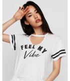 Express Womens Feel My Vibe Cut-out Choker Tee