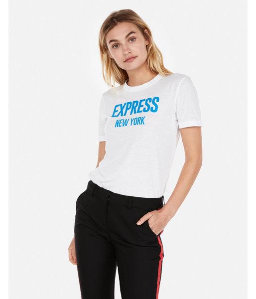 Express Womens Express One Eleven Blue New York Graphic Tee