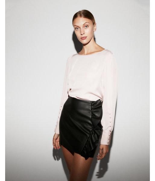 Express Womens Puff Sleeve Large Button-cuff Blouse