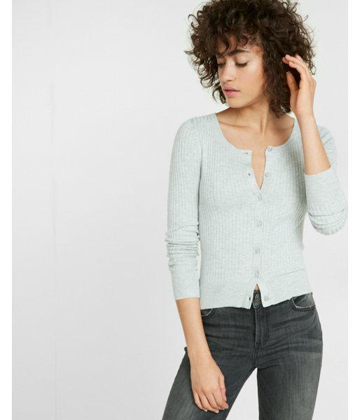 Express Ribbed Crew Neck Cardigan