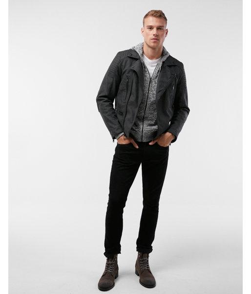 Express Mens Faux Suede Asymmetrical Jacket
