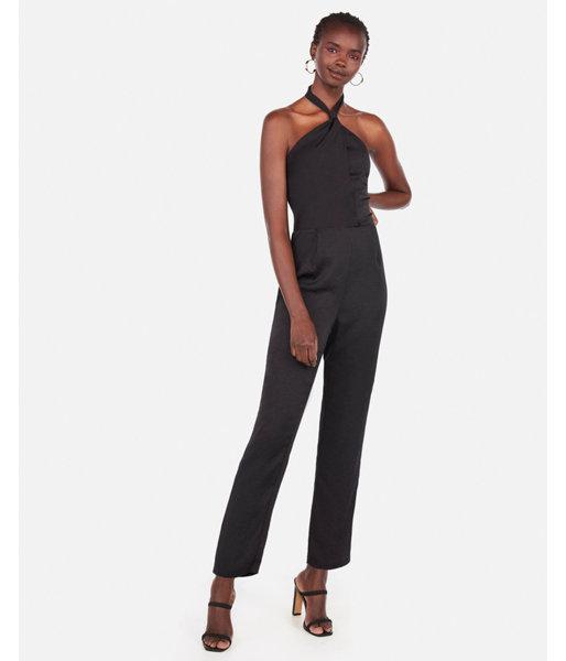Express Womens Satin Halter Neck Jumpsuit