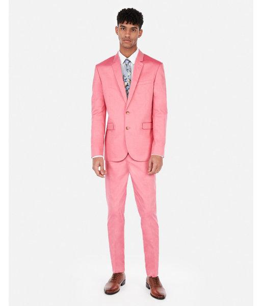 Express Mens Extra Slim Bright Pink Cotton Oxford Stretch