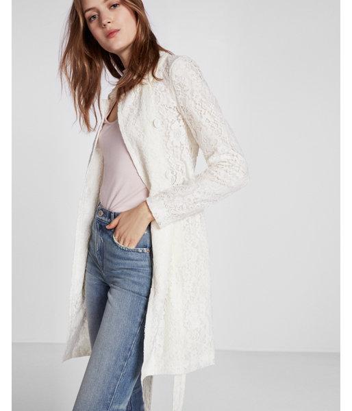 Express Floral Lace Trench Coat