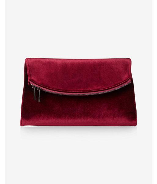 Express Womens Wine Red Velvet Clutch