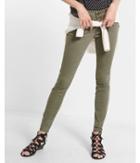 Express Womens Petite Mid Rise Olive Five Pocket Pant