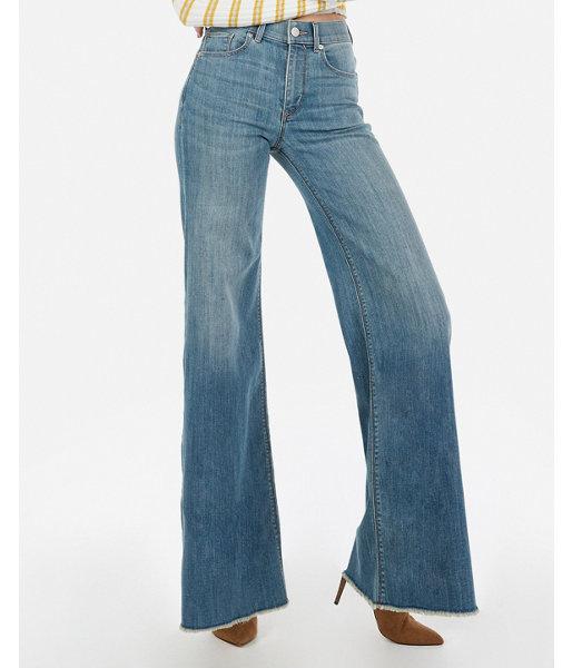 Express Womens High Waisted Medium Wash Stretch Wide