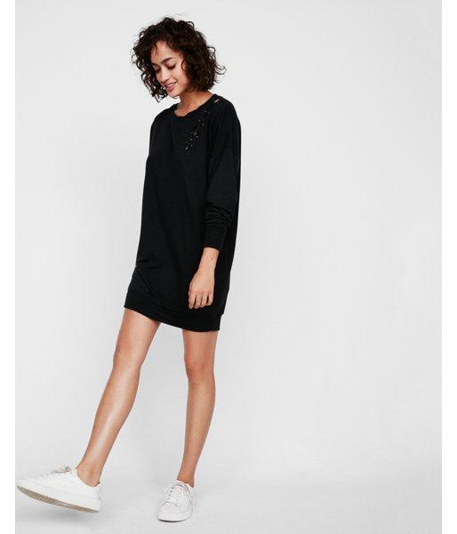 Express Womens Express One Eleven Lace-up Sweatshirt Dress