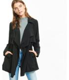Express Womens Black Casual Soft Trench Coat