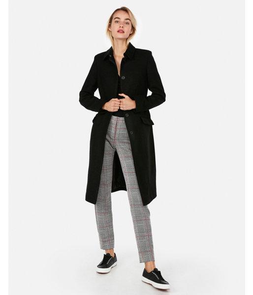 Express Womens Long Belted Wool-blend Coat