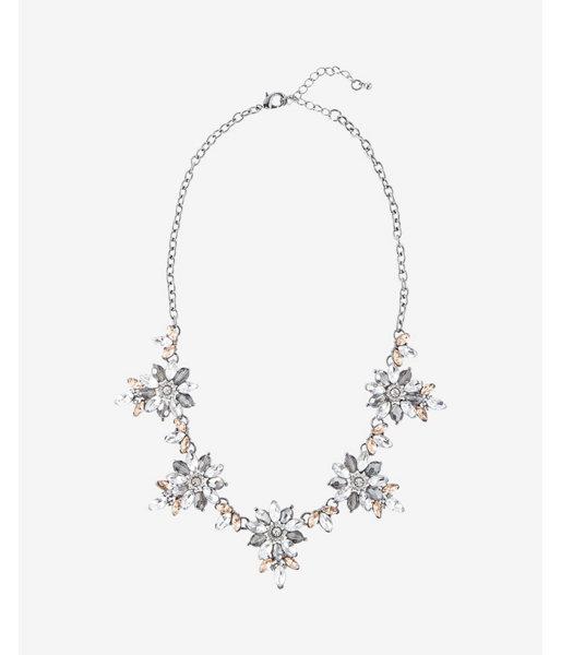 Express Womens Flower Cluster Statement Necklace