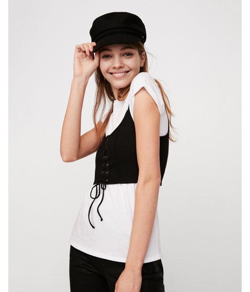 Express Womens Two-in-one Lace-up Corset Tee