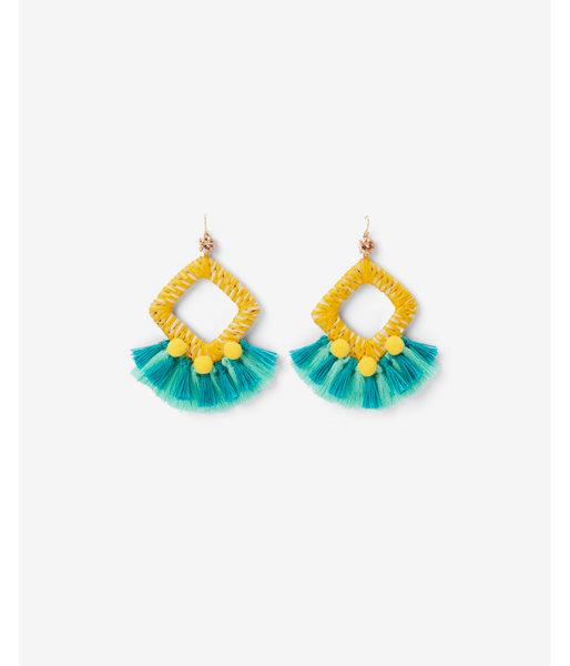 Express Womens Wrapped Tassel Pom Earrings