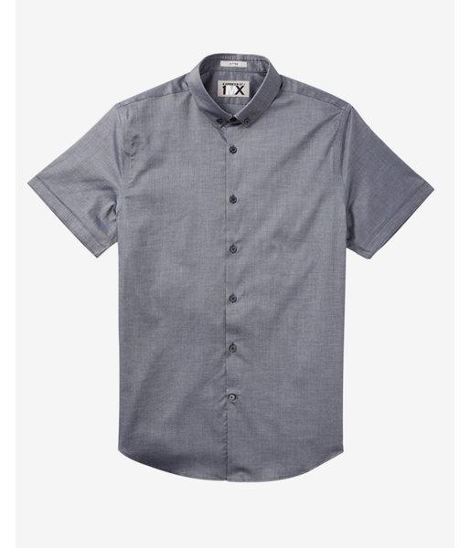 Express Fitted Solid Short Sleeve Oxford 1mx Dress