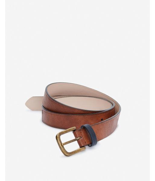 Express Mens Navy Strap Gold Prong Buckle Belt