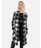 Express Womens Checker Print Notch Collar Open Coat