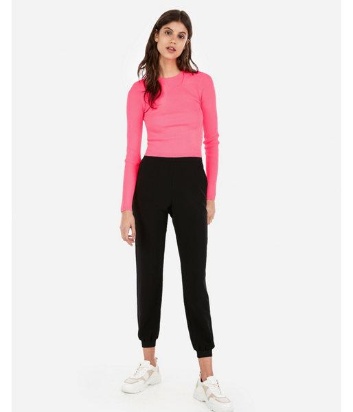 Express Womens Cropped Nylon Ribbed Pullover