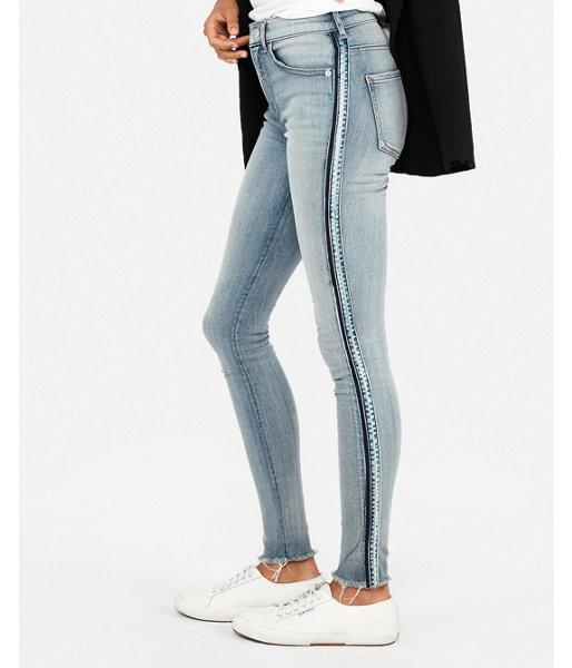 Express Womens Express Womens High Waisted Side Stripe Denim Perfect Stretch+ Jean
