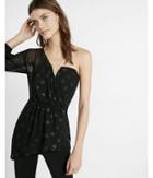 Express Womens One Shoulder V-wire Notch Neck Blouse