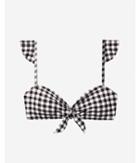 Express Womens Print Tie Front Ruffle Bikini Top