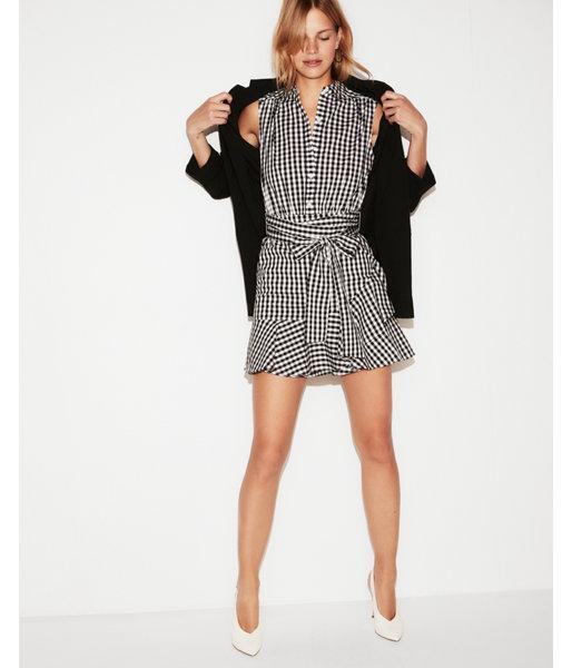 Express Womens Gingham Tie Waist Ruffled