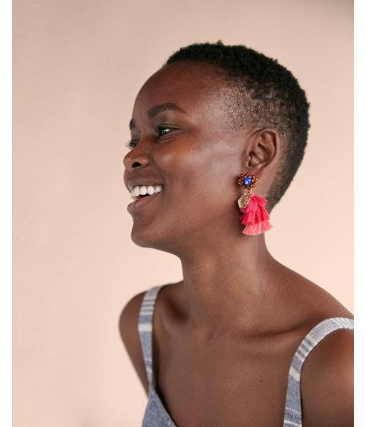 Express Womens Ombre Flower Tassel Earrings